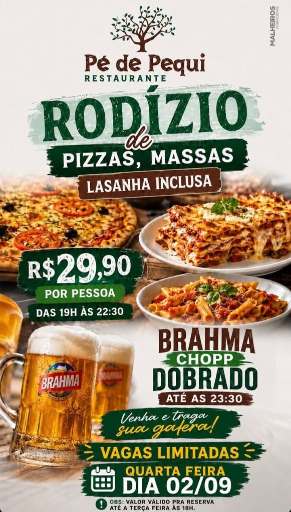 Caetité: Restaurante Pé de Pequi promove noite de rodízio de massas com casa cheia.